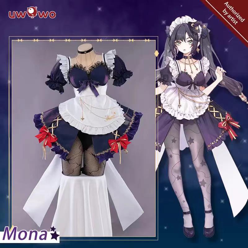 Jual Exclusive Authorization Uwowo Game Genshin Impact Mona Maid Dress New Cosplay Costume Cute 4137