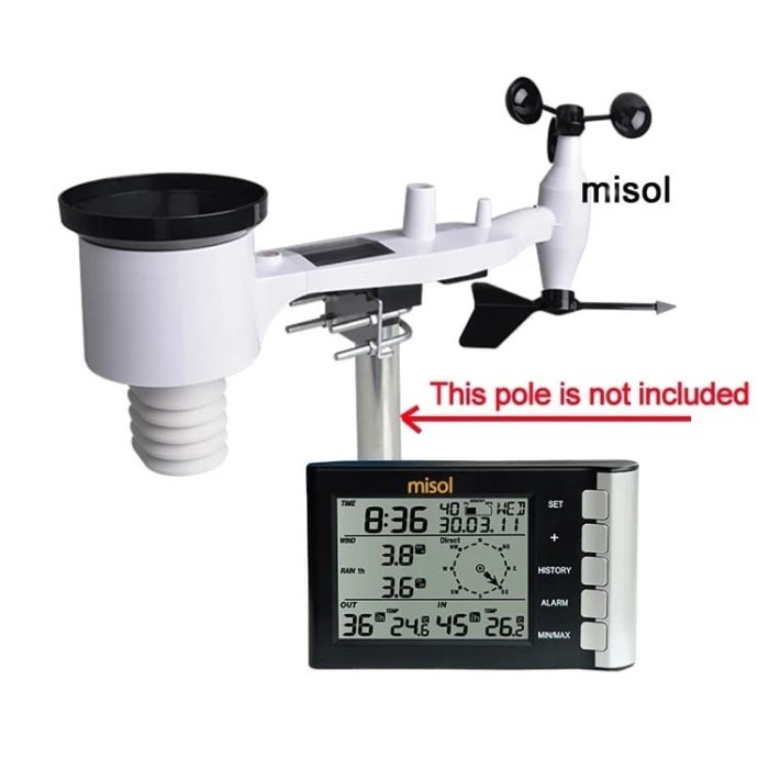 Jual Misol WH-5300 weather station wind speed direction temperature ...