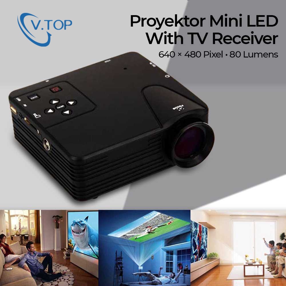 Jual V.TOP Proyektor TV Tuner Projector Mini Proyektor 1920x1080p Support USB/HDMI/ SD VGA/AV/TV