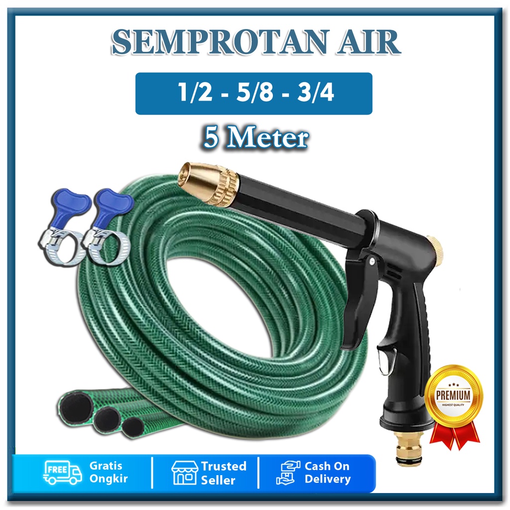 Jual Paket Kepala Jet Spray Semprotan Selang Air Hijau Anti Lumut Meter Rol Alat Cuci Motor