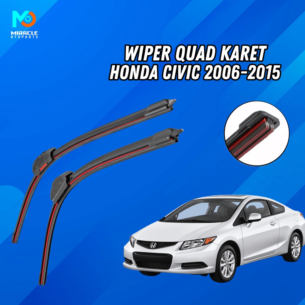 Jual Wiper Mobil Quad Blade Honda Civic Frameless Tanpa Rangka Besi Set Kiri Dan