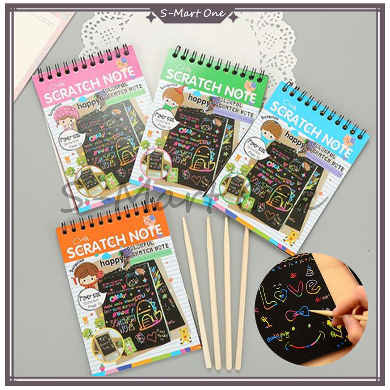 Jual SM Scratch Note Mini Buku Gambar Mini Tulis Gores Ajaib Colourfull ...