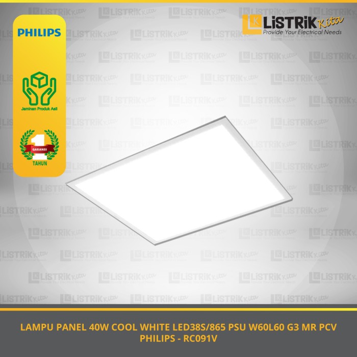 Jual LAMPU PANEL PHILIPS RC091V LED38S/865 PSU W60L60 G3 MR PCV ...