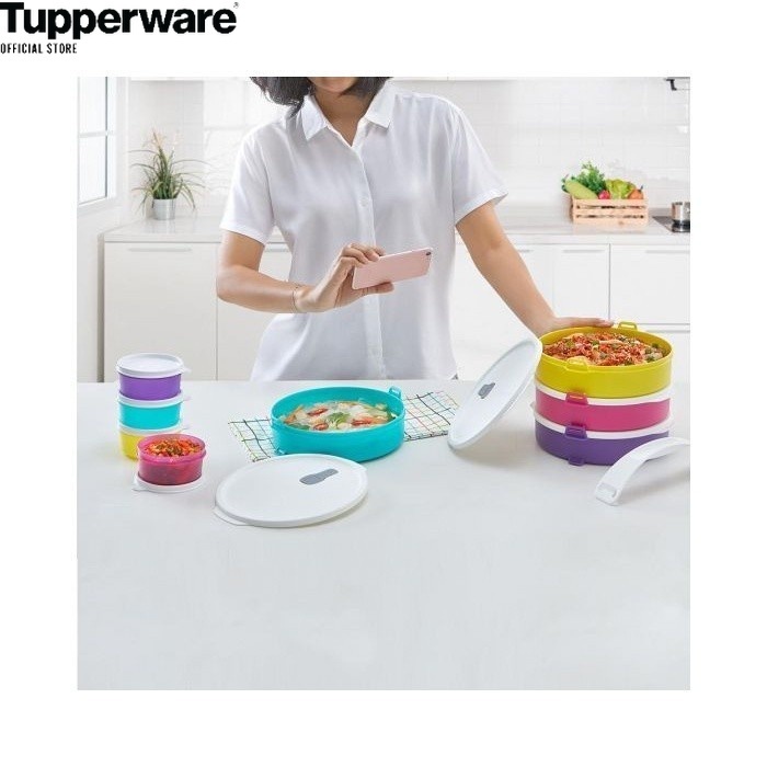 Jual TUPPERWARE RANTANG PLASTIK CLICK TO GO ROUND REHEATABLE BELI ...