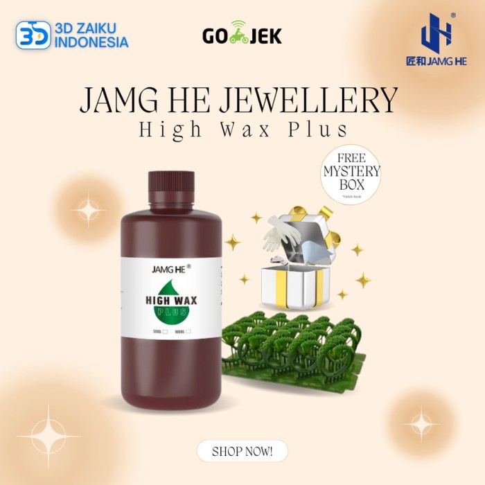 JAMG HE 60% High Wax Plus Jewelry Castable Resin 3D Printer Resin Easy Casting Smooth Surface for DLP LCD Mono (500G