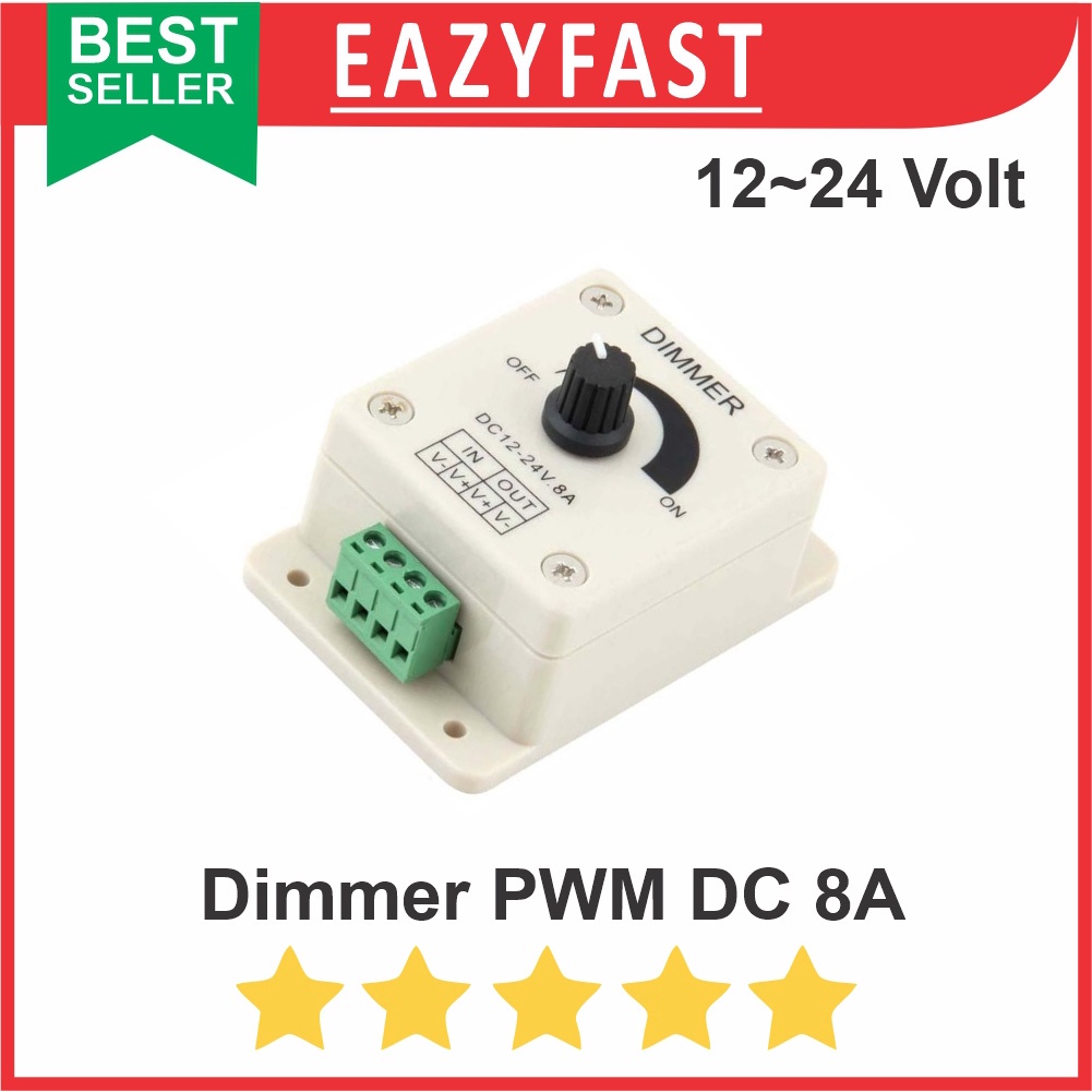 Jual Dimmer DC 12v 24v Volt 8A PWM Controller Lampu Led Strip Speed
