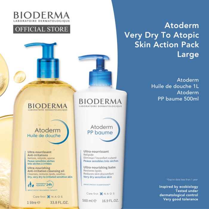 Jual New Bioderma Atoderm Very Dry To Atopic Skin Action Pack Large ...