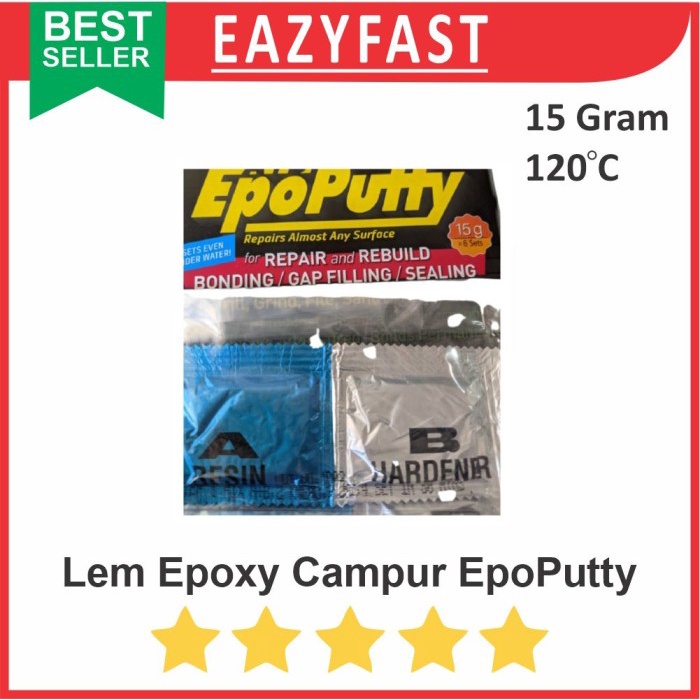 Jual Lem Epoxy AB Campur EpoPutty Epo Putty Dempul Besi Tambal 15 gr ...