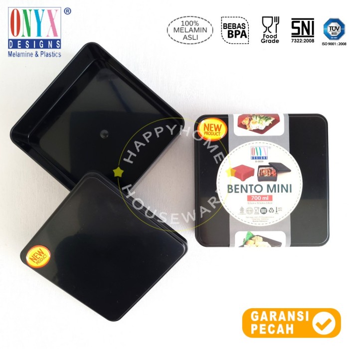Jual ONYX Bento Box Mini Hitam 700ml | Kotak Bento Mini 13,5 x 13,5 x 5 ...