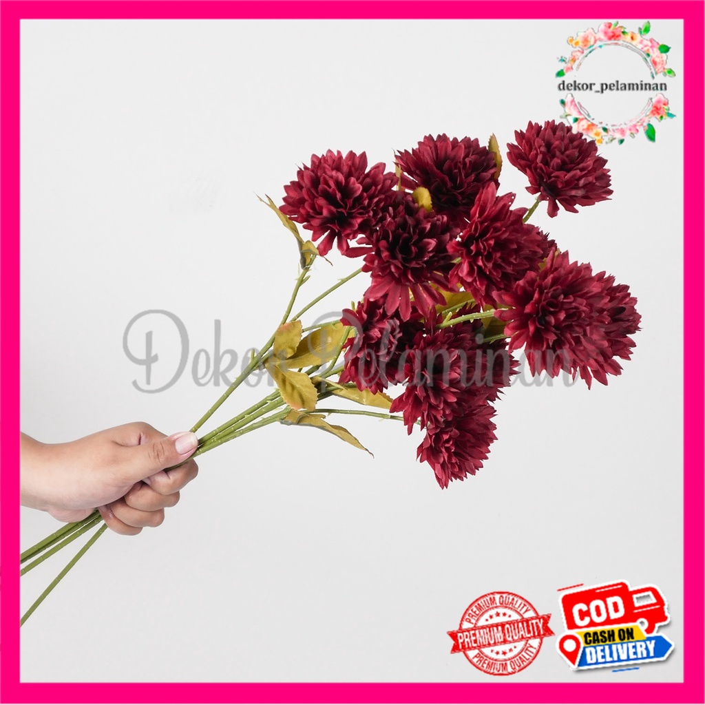 Jual BUNGA DANDELION TANGKAI PANJANG CABANG 3 ARTIFICIAL BUNGA PINGPONG