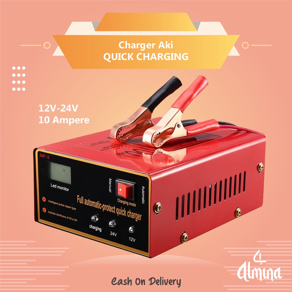Jual Charger Aki Fast Charging 12v 24v 10A Repair Aki Otomatis Digital