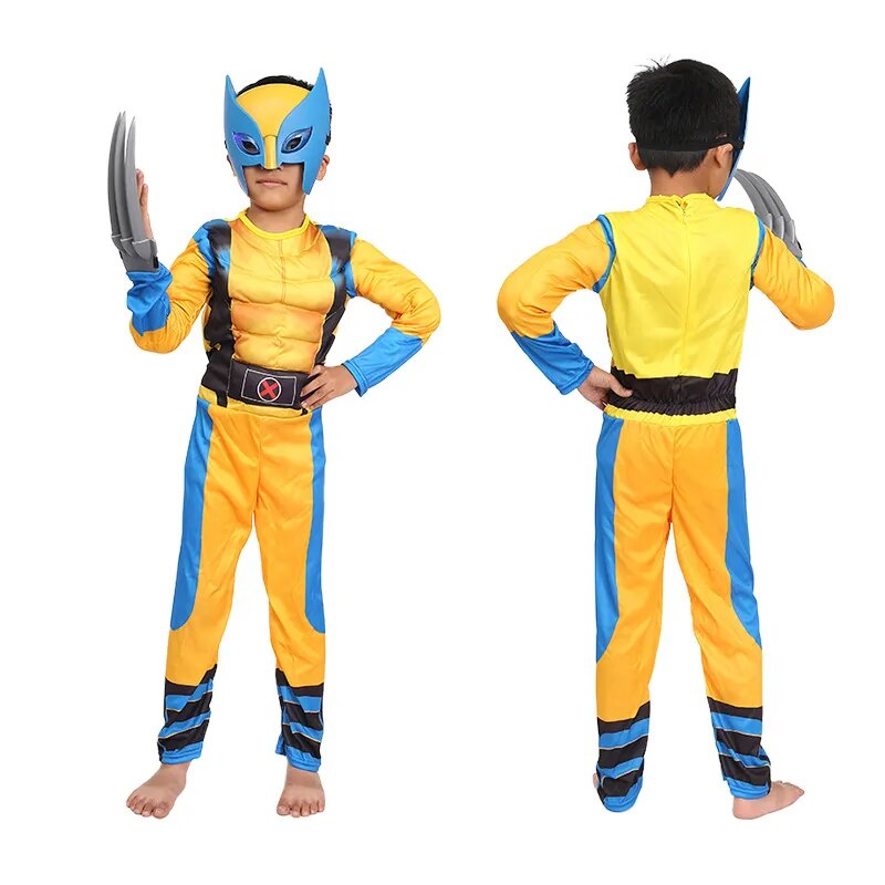 Jual PREORDER Wolverine Cosplay Costume Kids Superhero Wolverine Muscle ...