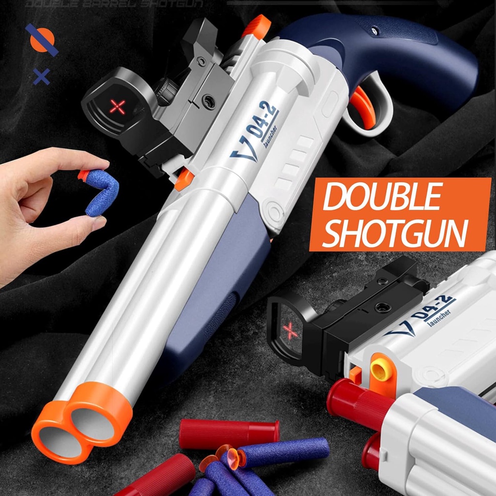 Jual Mainan Anak Double Barrel Toy Blaster Soft Bullet EVA Bullet Karet ...