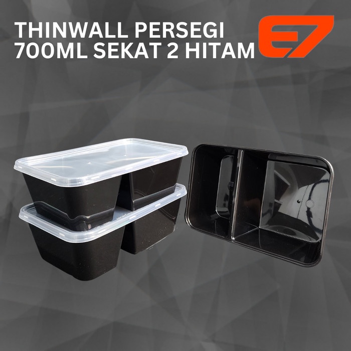 Jual Lunch Box Thinwall Sekat Hitam Suapi Isi Pcs Food Container Take Away Box Shopee