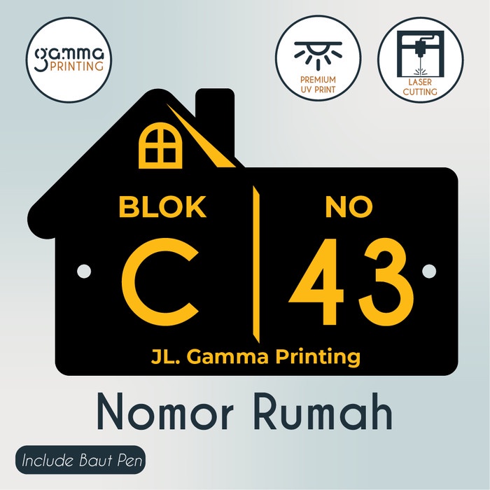 Jual Nomor Rumah Akrilik UV Custom / Papan Alamat Acrylic Nomer Kustom ...