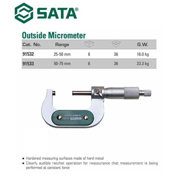 Jual SATA JANGKA SORONG 91532 OUTSIDE MIRCOMETER 25-50MM | Shopee Indonesia