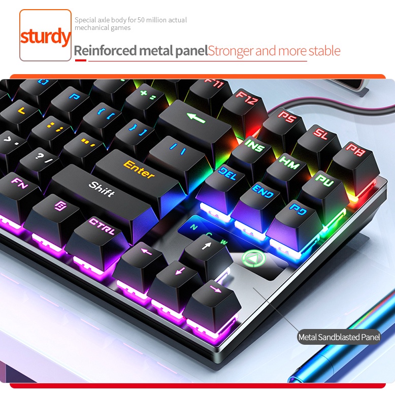 Jual Mechanical Keyboard Gaming Wired USB RGB Blue Switch | Shopee ...
