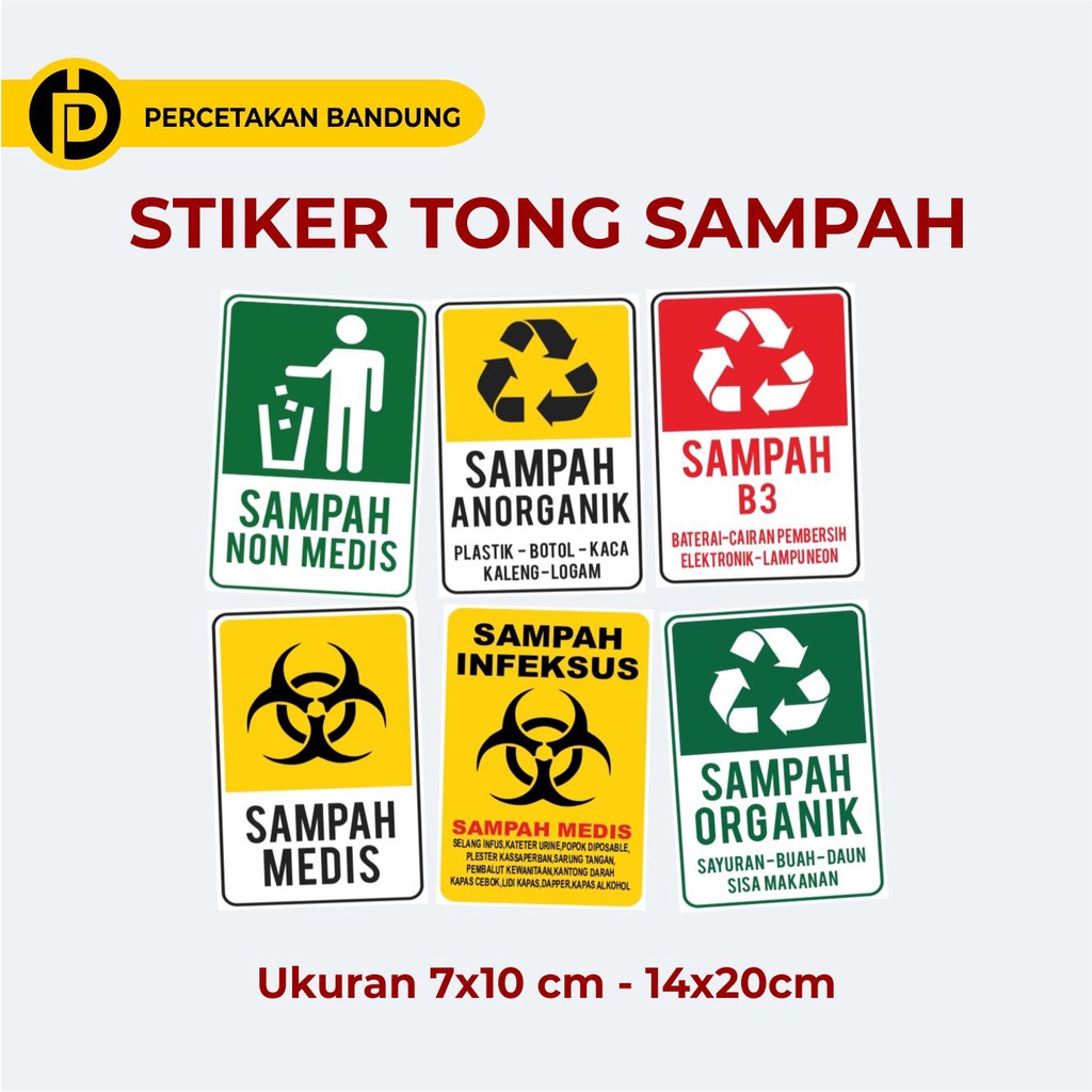 Jual Stiker Penanda Jenis Sampah / Stiker Label Sampah / Label Sampah ...