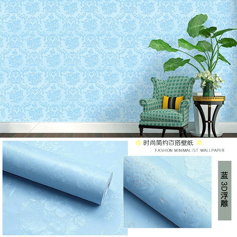 Jual Ameeraofficialstore Wallpaper Dinding Polos Batik Biru 8m S D 9m