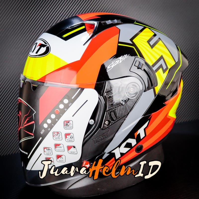 Jual HELM KYT NFJ JAUME MASIA 2019 MOTIF / YELLOW RED / HALF FACE