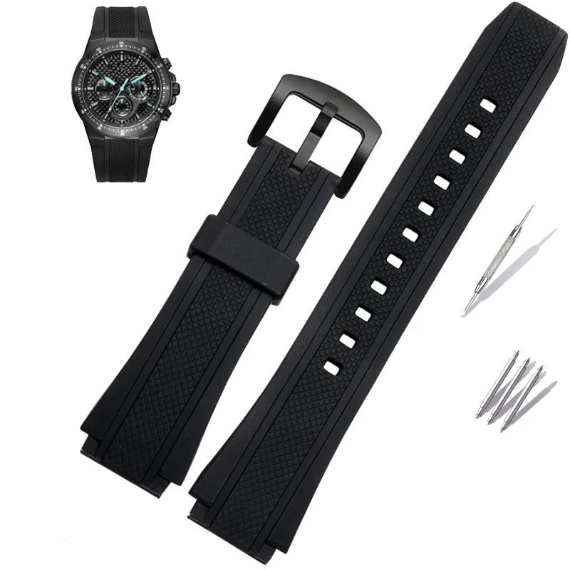 For CASIO Edifice 5119 EF-552 EF-552D Black Men's Resin watchband 25*20mm  Convex mouth Waterproof Rubber Strap Silicone Bracelet