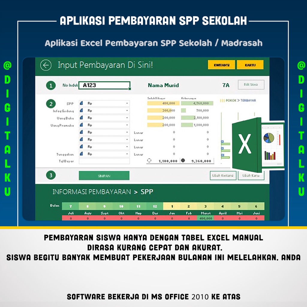 Jual Aplikasi Excel Pembayaran Spp Sekolah Madrasah Shopee Indonesia 8991