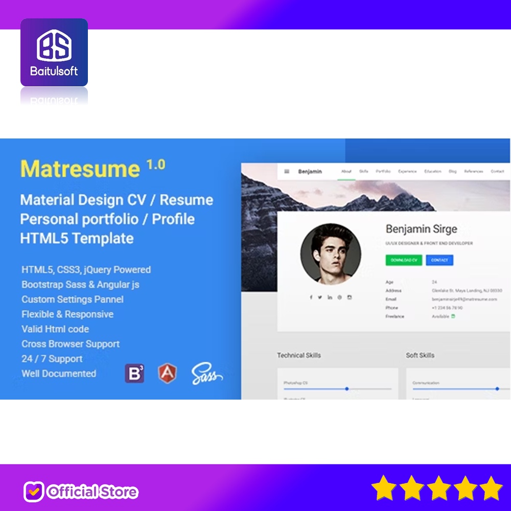 Jual MATRESUME - MATERIAL CV / RESUME / VCARD / PORTFOLIO HTML TEMPLATE ...