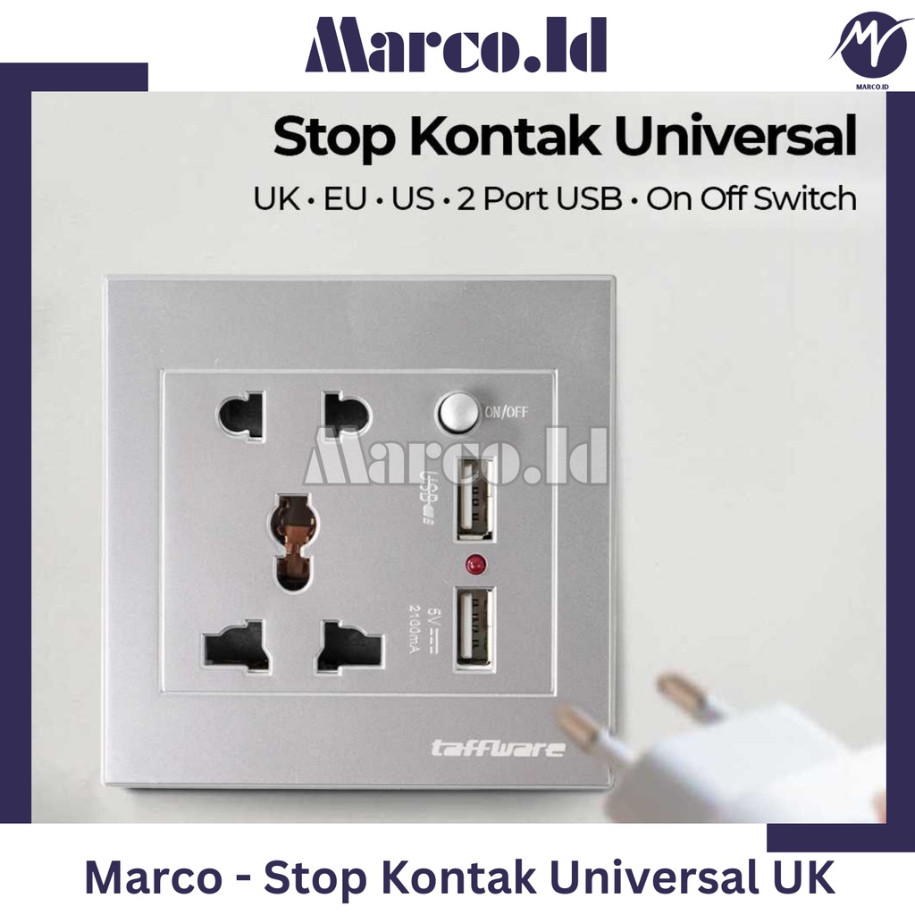 Jual Stop Kontak Universal UK EU US 2 Port USB On Off Switch | Shopee ...
