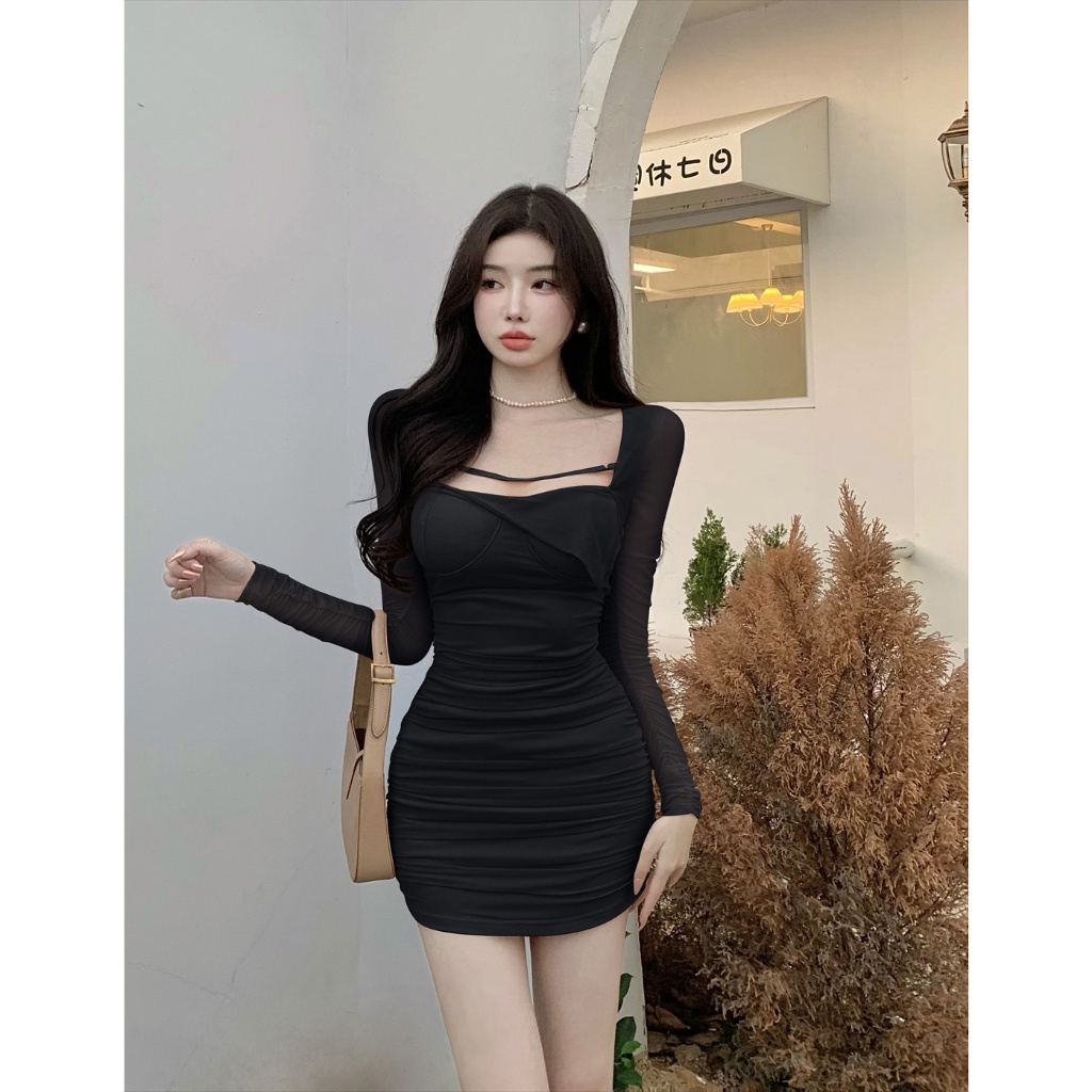 Jual DR9116 SLIM FIT WRAP BUTTOCKS SKIRT, OFF SHOULDER KNITTED