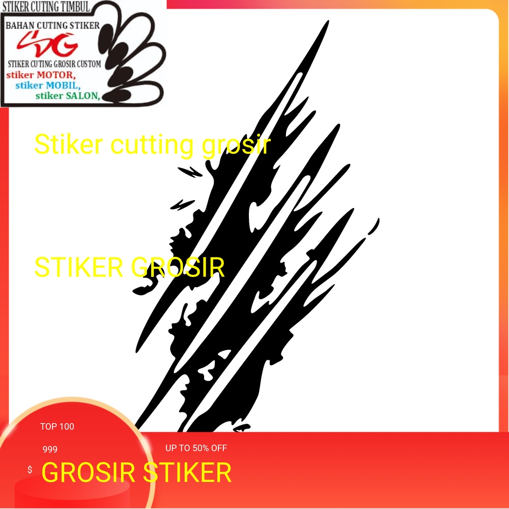 Jual Stiker Cutting Mobil Vinil Cetak Pola Cakaran Hewan Buas Kartun ...