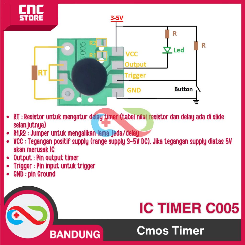 Jual IC TIMER C005 TIMER CMOS TIMER PRESISI 2 DETIK SAMPAI 1000 JAM COB ...