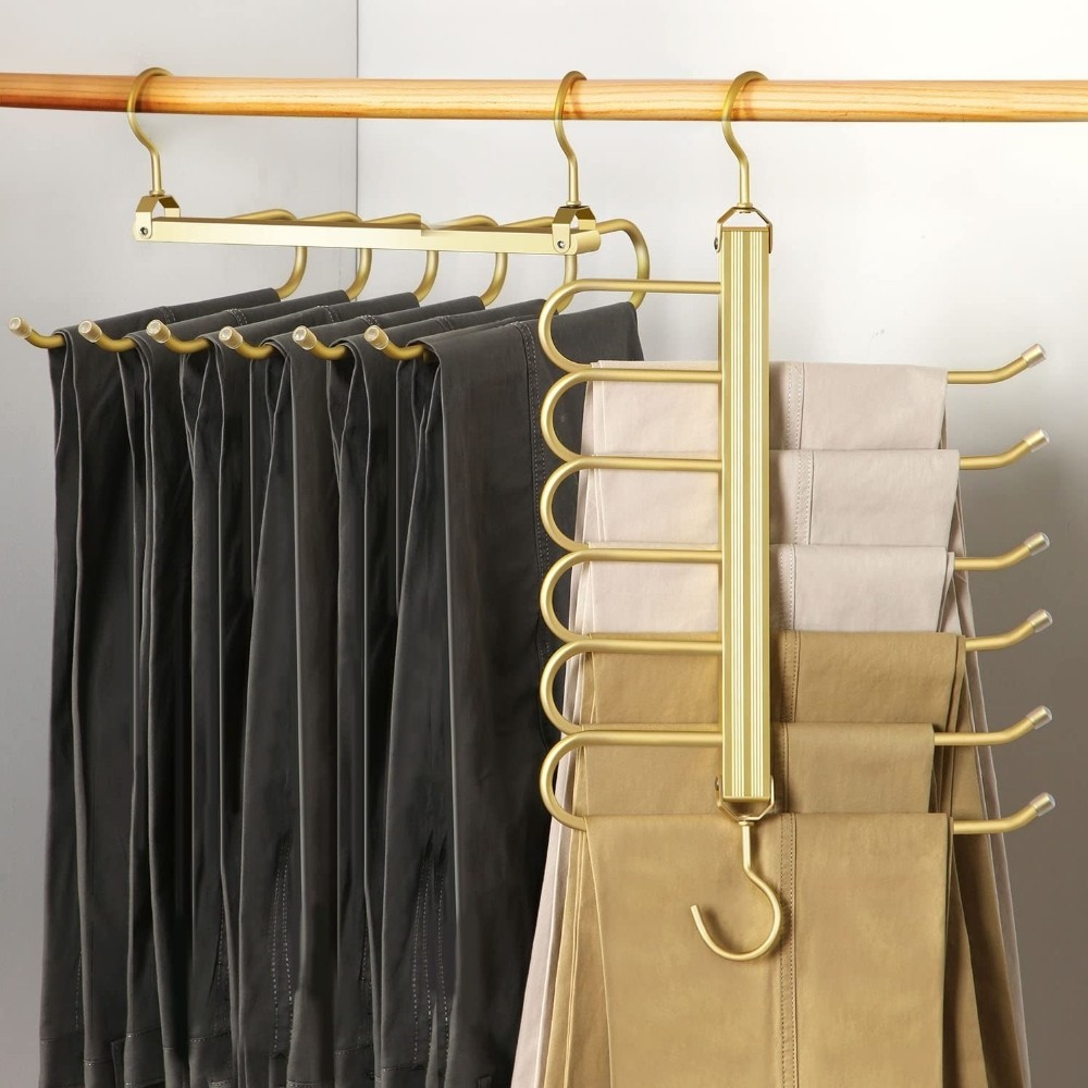 Jual 6 Layers Aluminum Pants Hangers Multi-Functional Closet Heavy Rack ...
