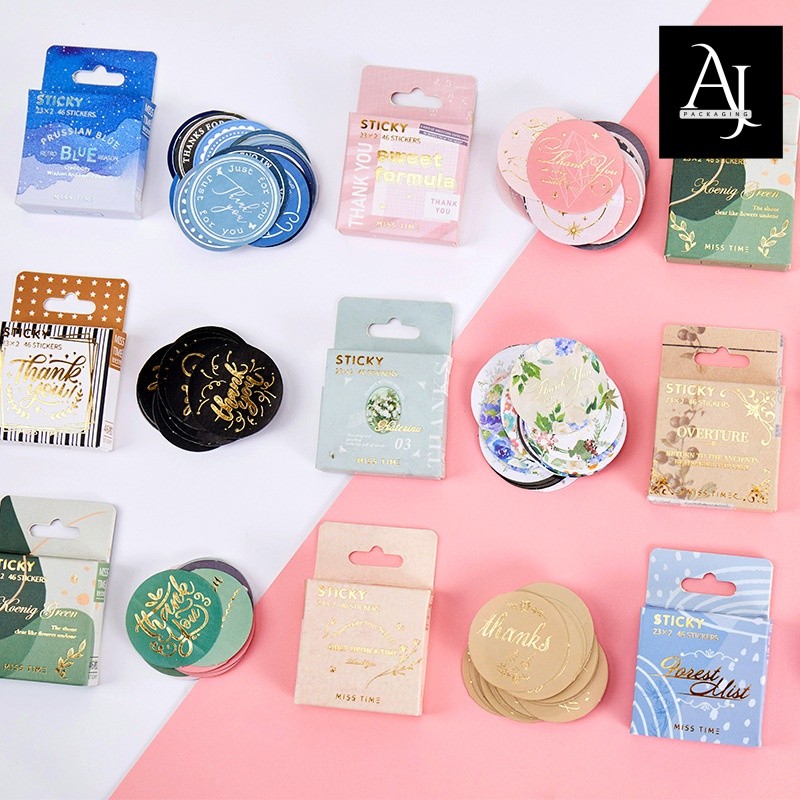 Jual 1Box (isi 46pcs) Sticky sticker THANK YOU /Sticker Box Kado ...