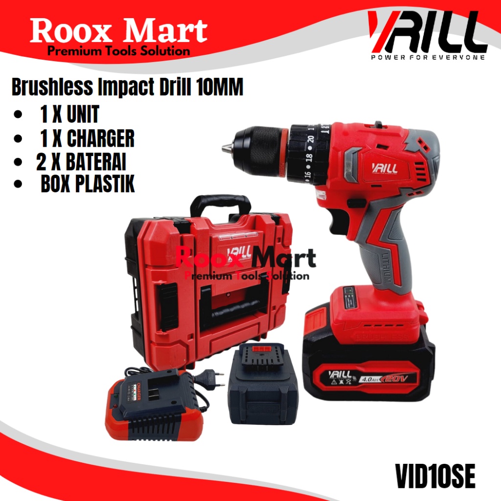 Jual Cordless Mesin Bor Baterai Ah V Impact Drill Vrill Vid Se Vid Se Shopee Indonesia