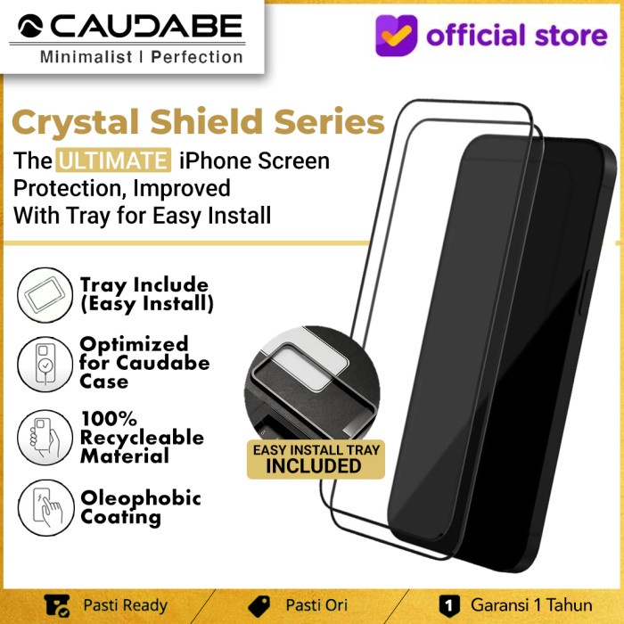 Jual Caudabe Crystal Shield Tempered Glass iPhone 15 Pro Max Plus