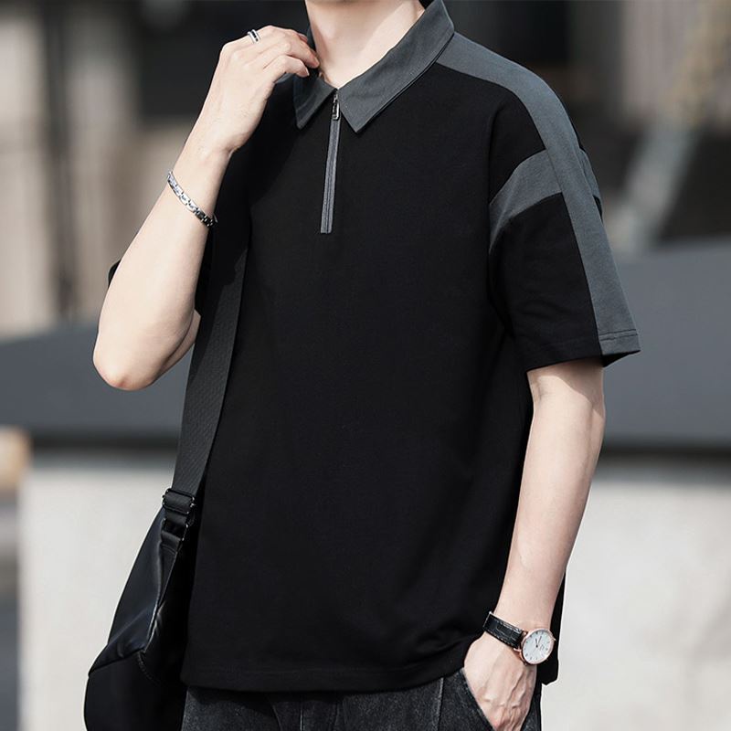 Half Zip Polo Shirt Men's Short Sleeves Summer Fashion Brand High Grade  Combination Polo Collar Half Sleeve T-shirt Trendy Casual Top T