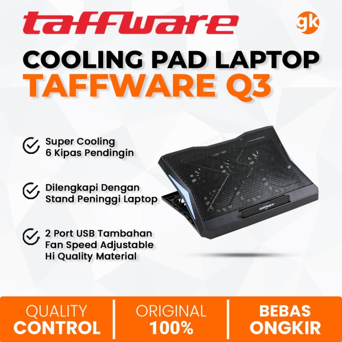 Jual TAFFWARE Q3 Cooling Pad Fan Cooler Laptop 6 Kipas Pendingin Stand
