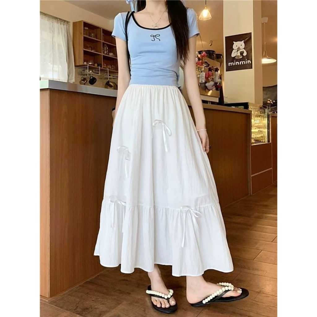 Jual Rok Ruffle Pita / Ribbon Skirt / Rok Wanita Katun | Shopee Indonesia
