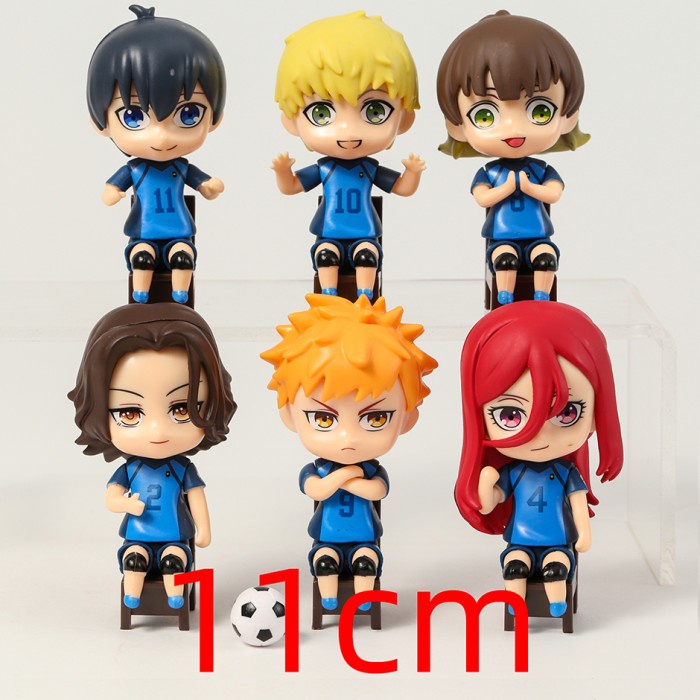 Blue Lock Figurine d'anime Chigiri Hyoma, Nagi Seishiro, Isagi Yoichi, Bachira Meguru Q Version assise en PVC 10 cm pour décoration de bureau et chambre (Nagi Seishiro