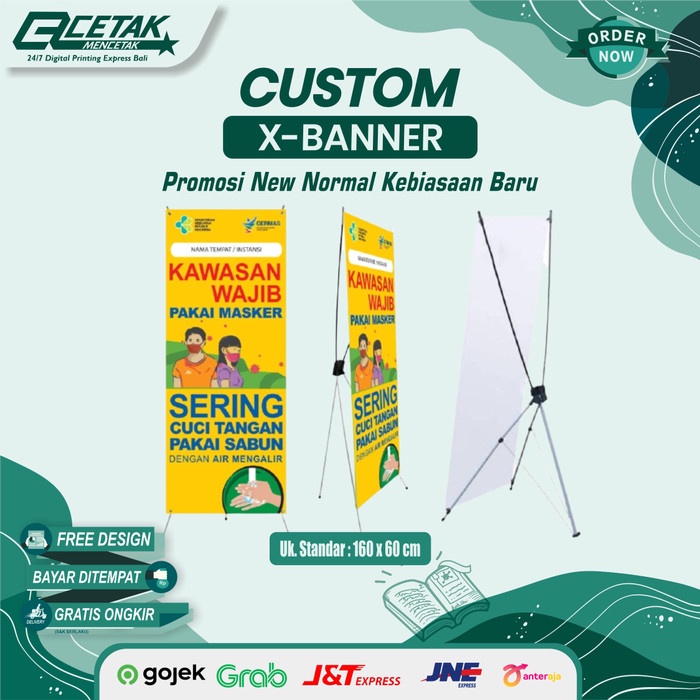 Jual Cetak X Banner Custom Paket Frame 60x160 Dan 80x180 Flexi Tebal ...