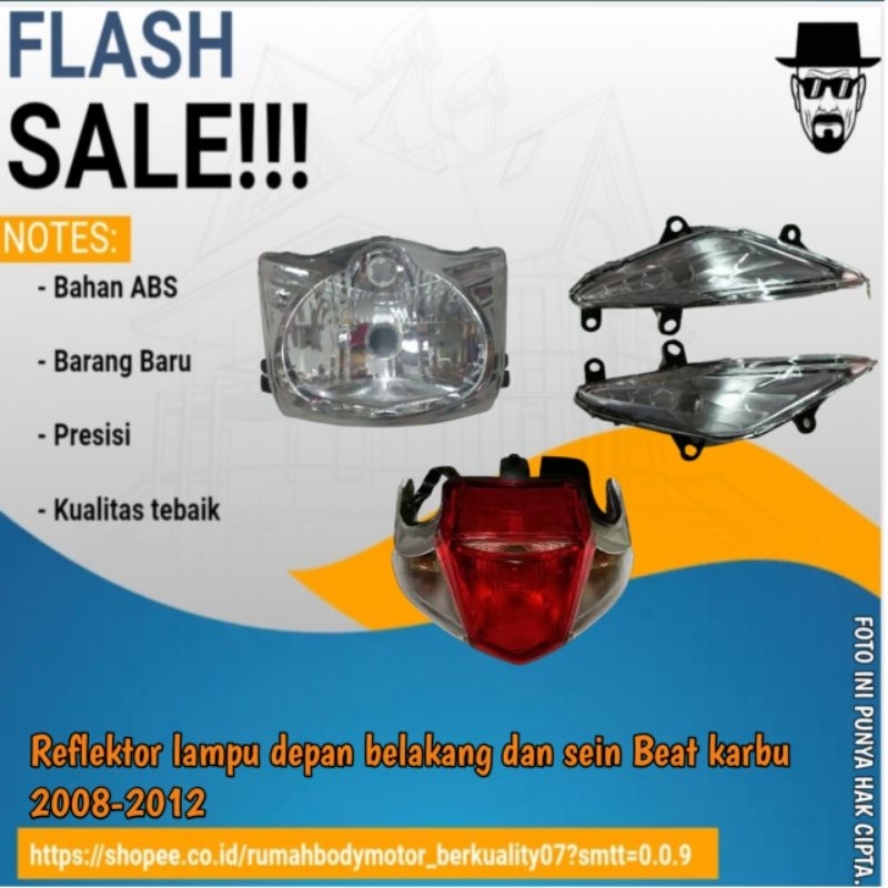Jual MURAH!! Headlamp Reflektor Lampu Depan Belakang + Sein Honda Beat
