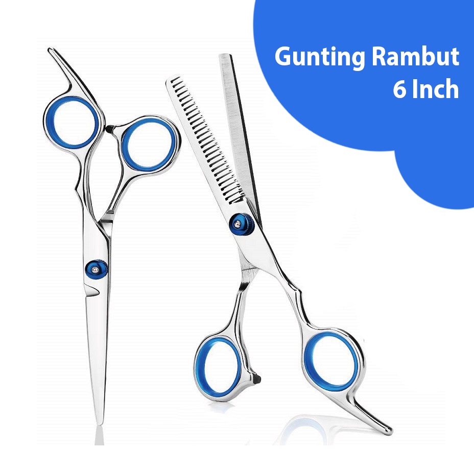 Jual Gunting Rambut 6 Inch 2 Pcs Sasak Lurus Straight Thinning Scissors ...