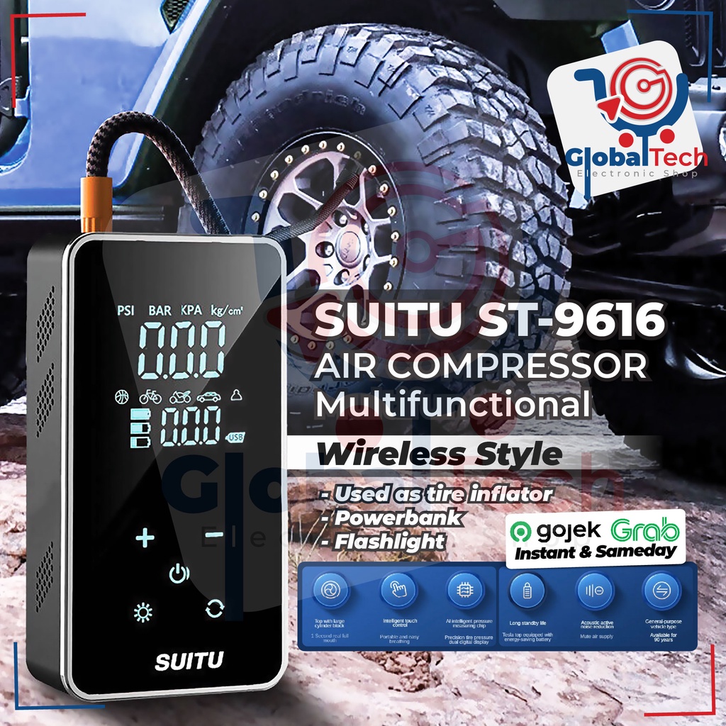 Jual Portable Pompa Angin Elektrik SUITU ST-9616 Digital Touchscreen ...