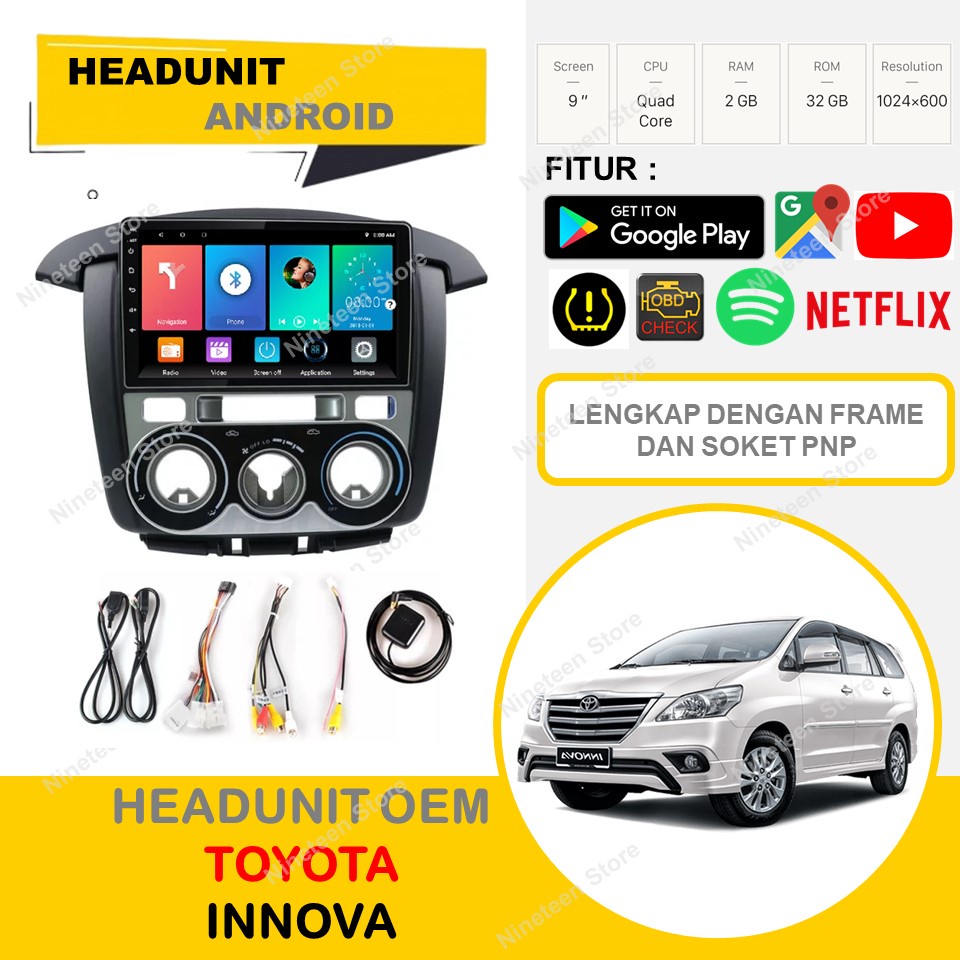 Jual Headunit Android Set Toyota Innova Inch Frame Soket Pnp Shopee Indonesia