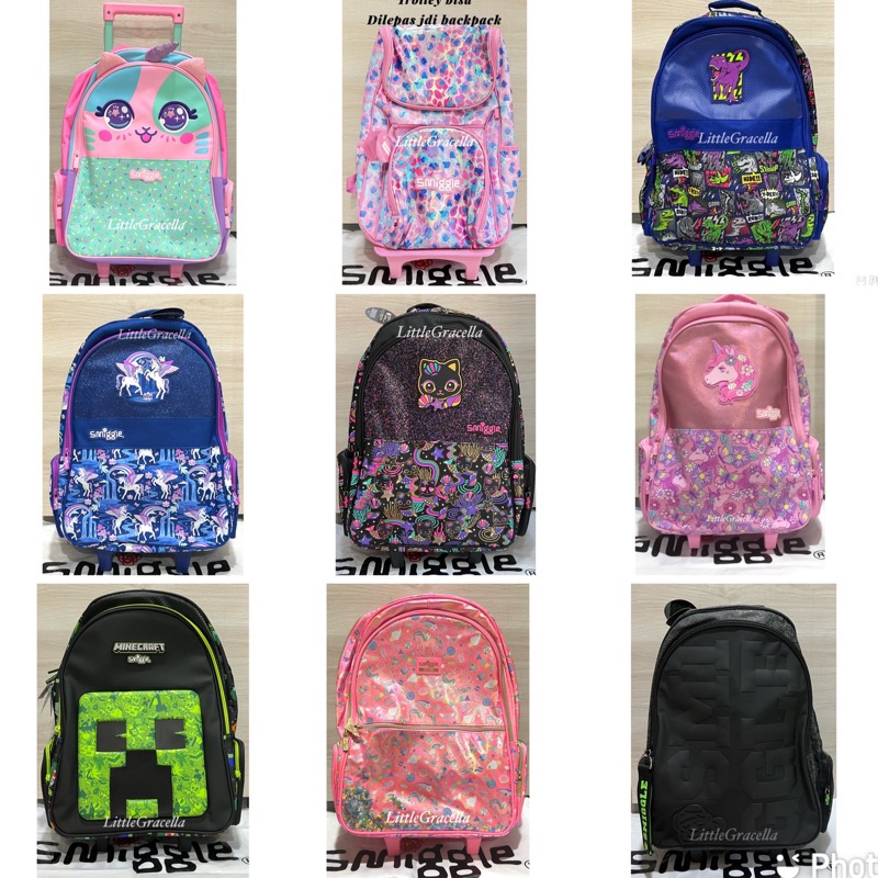 Jual Smiggle trolley backpack minecraft/harpot/hey/fiesta/soccer