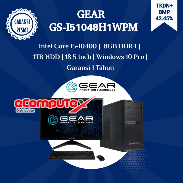 Jual PC Client Gear GS-I51048H1WPM i5-10400 8GB 1TB - TKDN RESMI ...