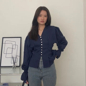 SRIDLES Bora Top Blouse Wanita Korea Atasan Kantor Wanita Kasual Blouse Elegan Korea Blouse