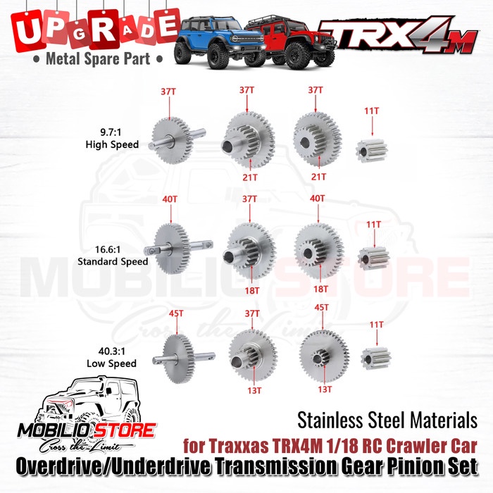 Steel Transmission Gear Set For TRX4M RC Crawlers - 16.6:1 Ratio Upgrade - View #5