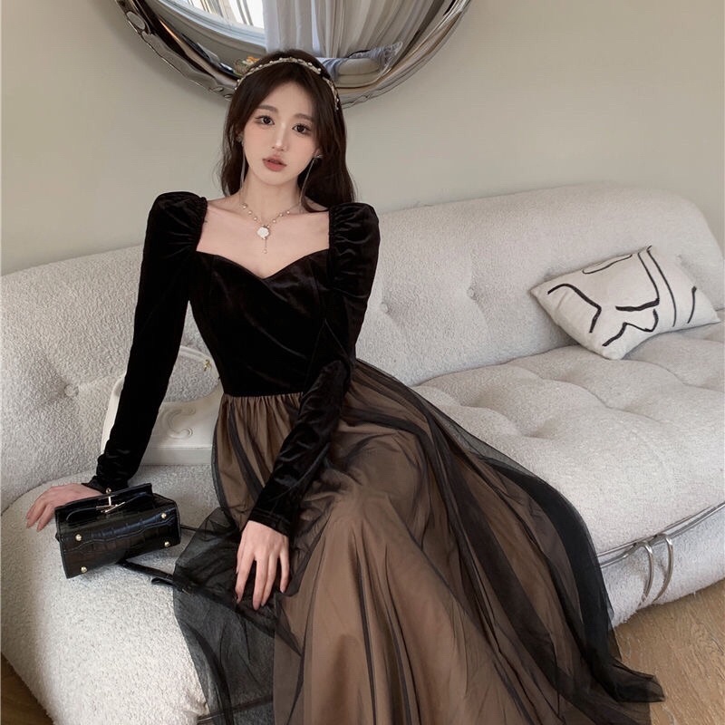 Jual Collection Dress Korean Velvet Premium gaun pesta mewah elegan ...