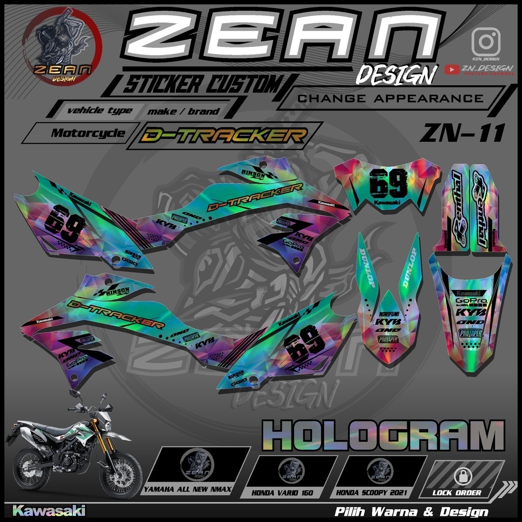 Jual (COD) Sticker Striping Hologram Motor Cross DTRACKER Semi Fullbody ...